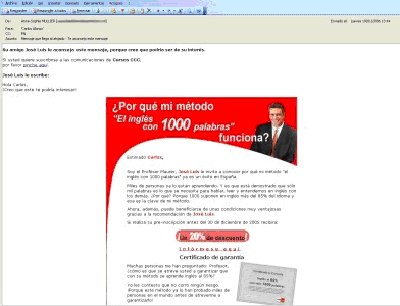 campa�a de email marketing de un cliente de Experian CheetahMail